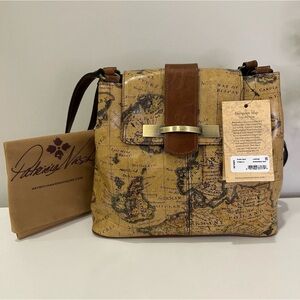 Patricia Nash European Map Larone Shoulder Crossbody Leather Bag MSRP $269 NWT
